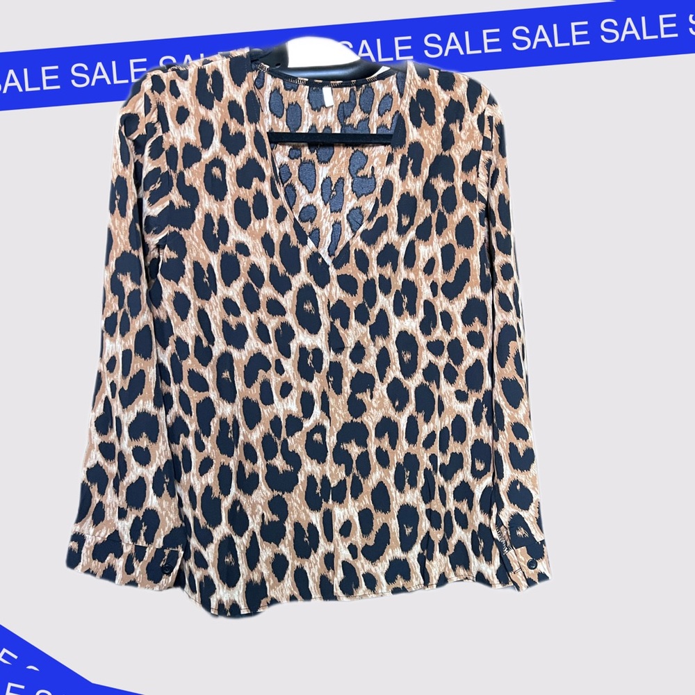 Long Sleeve Leopard Blouse